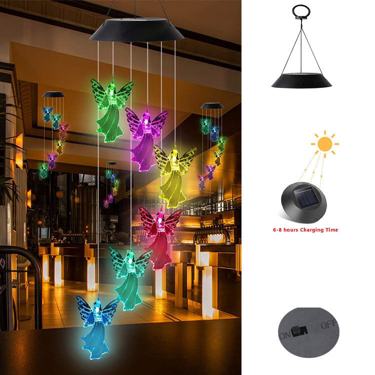 360° Beam Angle Colorful Angel Wind Chimes for Outdoor Solar Lights Fairy Garden Decor