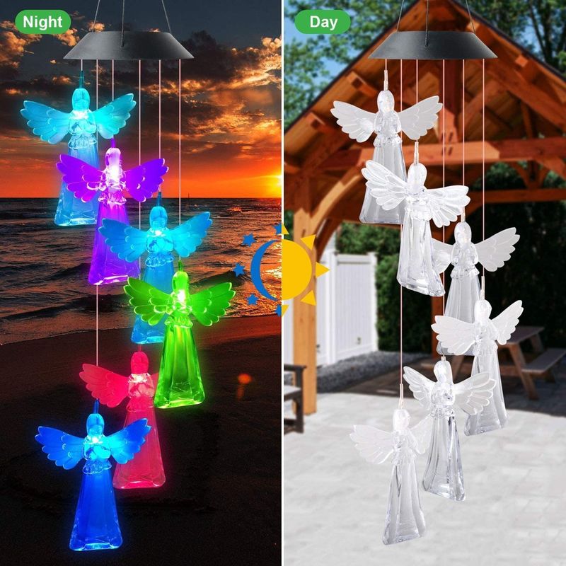 360° Beam Angle Colorful Angel Wind Chimes for Outdoor Solar Lights Fairy Garden Decor