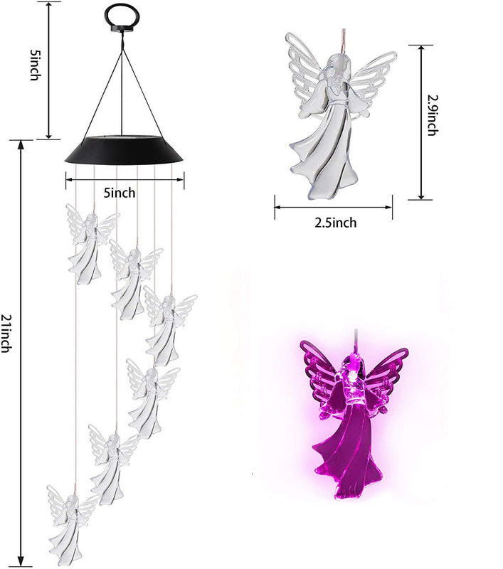 360° Beam Angle Colorful Angel Wind Chimes for Outdoor Solar Lights Fairy Garden Decor