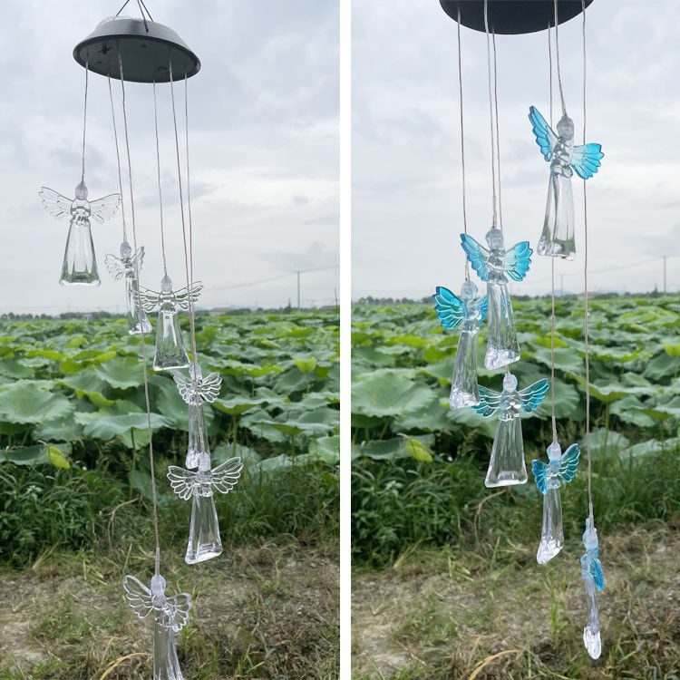 360° Beam Angle Colorful Angel Wind Chimes for Outdoor Solar Lights Fairy Garden Decor