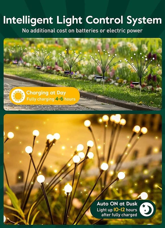 360° Beam Angle Solar Garden Lights LED Firefly Lights for Yard Garden Decor Patio Xma