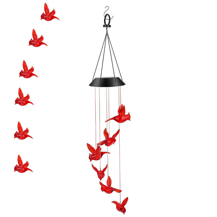 LED Solar Wind Chimes Waterproof Hummingbird Garden Bell Light for Outdoor Home Decor