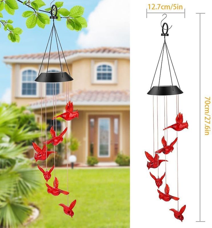 LED Solar Wind Chimes Waterproof Hummingbird Garden Bell Light for Outdoor Home Decor