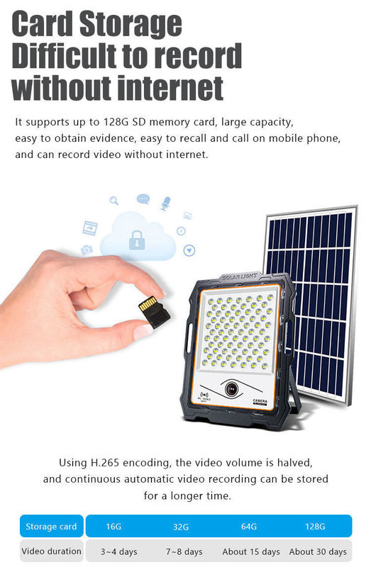 120° Beam Angle 100 200 300 400watt Solar Light With Cctv Camera Aluminum Led Flood Lights