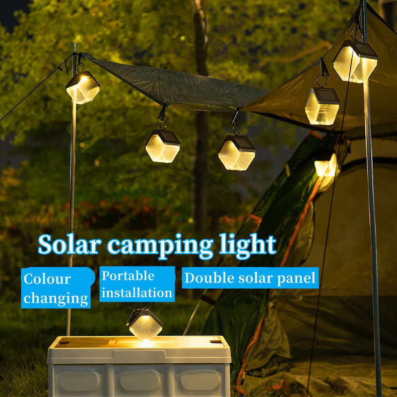 Solar Powered Ice Brick Chandelier Automatic and Waterproof for Outdoor Villa Hanging