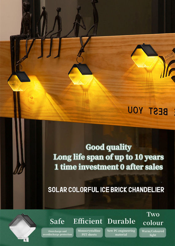 Solar Powered Ice Brick Chandelier Automatic and Waterproof for Outdoor Villa Hanging