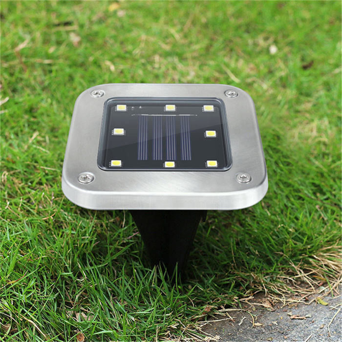 1- Aluminum Outdoor Solar Powered Light for Lawn Garden Buried Pathway in Square Shape