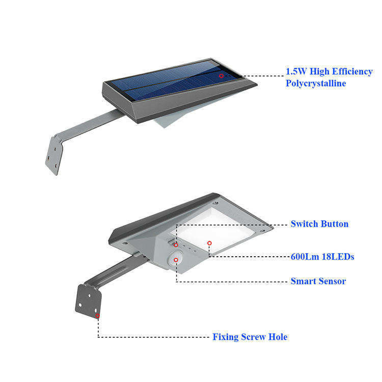 Solar Rechargeable Wall Light Super Bright LED Outdoor Modern Motion Sensor Waterproof