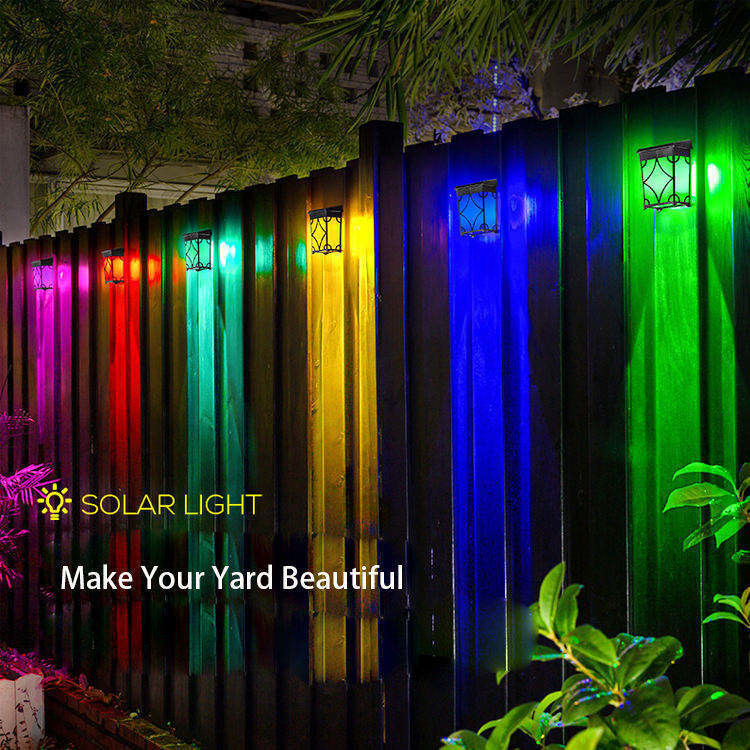 RGB Solar Fence Lights Colored Waterproof Outdoor Solar Wall Lantern for Outdoor IP65 40000 Hours