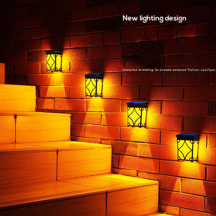 RGB Solar Fence Lights Colored Waterproof Outdoor Solar Wall Lantern for Outdoor IP65 40000 Hours