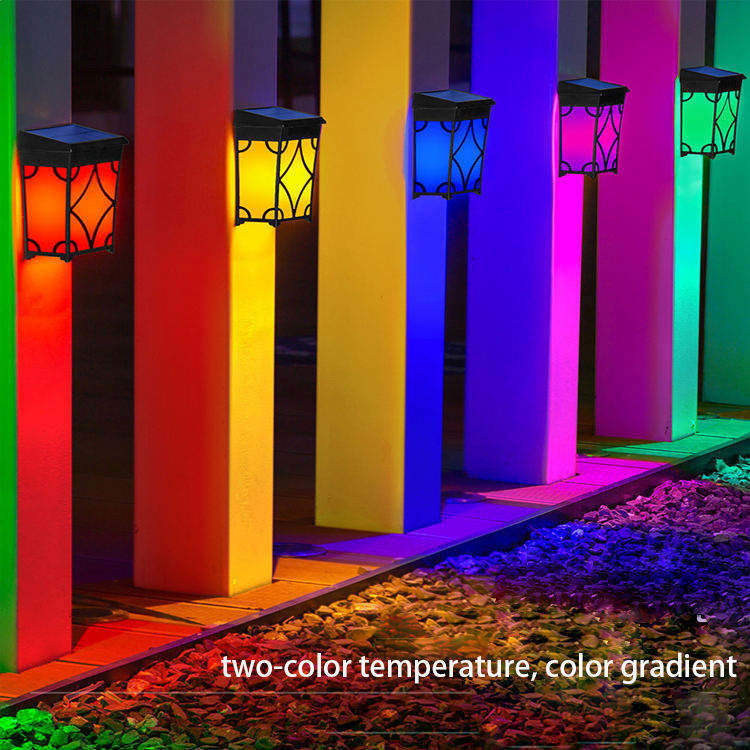 RGB Solar Fence Lights Colored Waterproof Outdoor Solar Wall Lantern for Outdoor IP65 40000 Hours