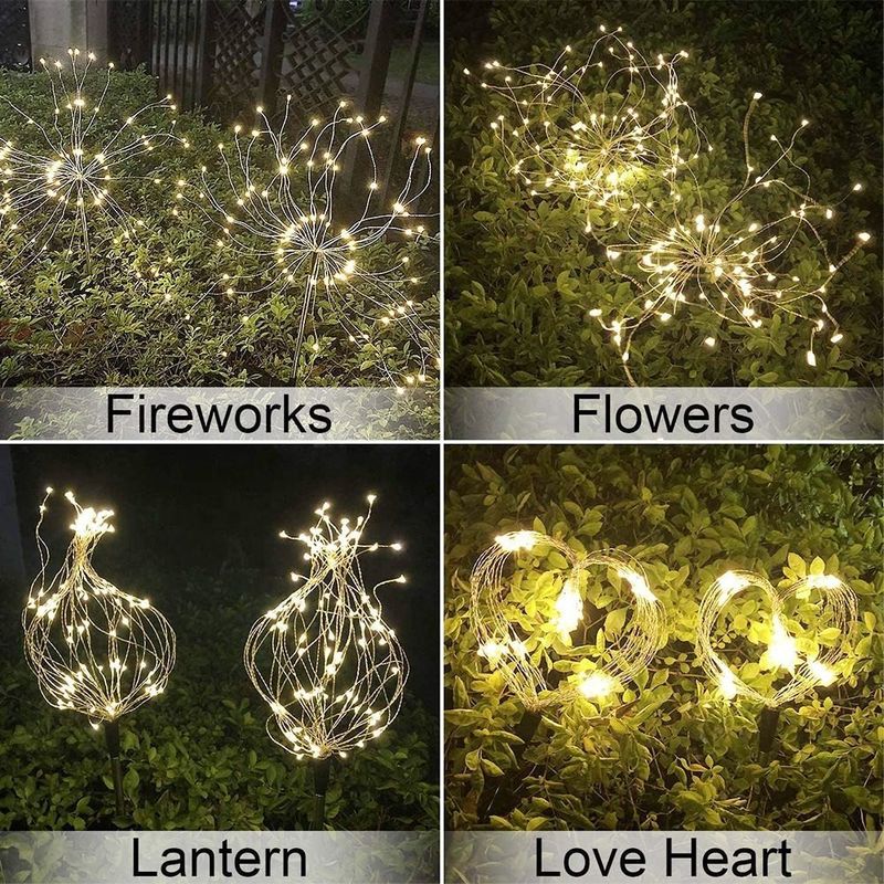 LED Solar Firework Light for Lawn Garden Patio Christmas Holiday Decor Onsite Metering