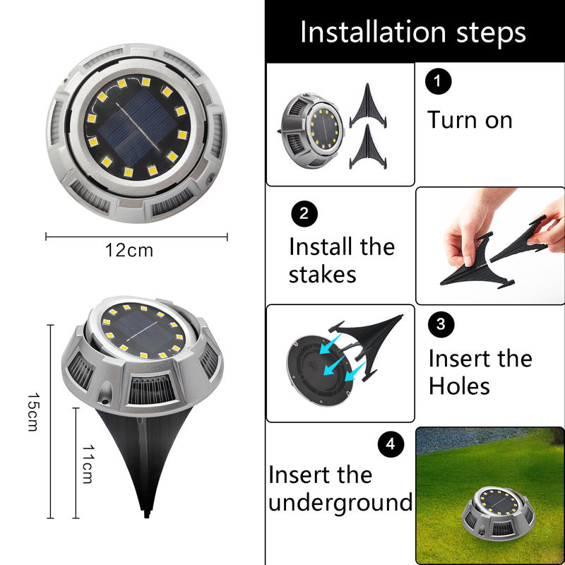 3V Input Voltage Solar Underground Light for Garden Park Decoration in ABS/Aluminium