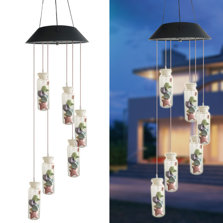 Multi-color Smart LED Solar Wind Chime Lamp for Outdoor Garden Lighting 50000 Hours