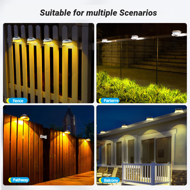 Waterproof LED Solar Powered Fence Lamp 100lm/w ABS PC Garden Light for Patio Backyard