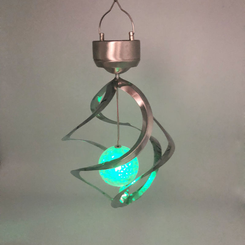 Spiral Solar Wind Chimes Lights Outdoor Waterproof Color Changing LED Lamp for Garden