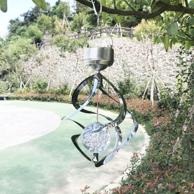 Spiral Solar Wind Chimes Lights Outdoor Waterproof Color Changing LED Lamp for Garden