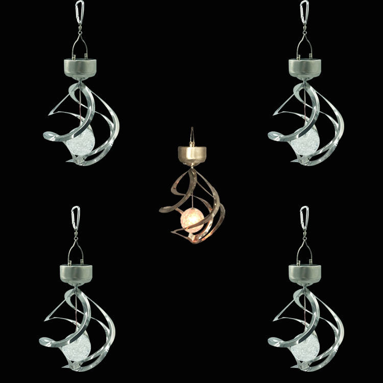 Spiral Solar Wind Chimes Lights Outdoor Waterproof Color Changing LED Lamp for Garden