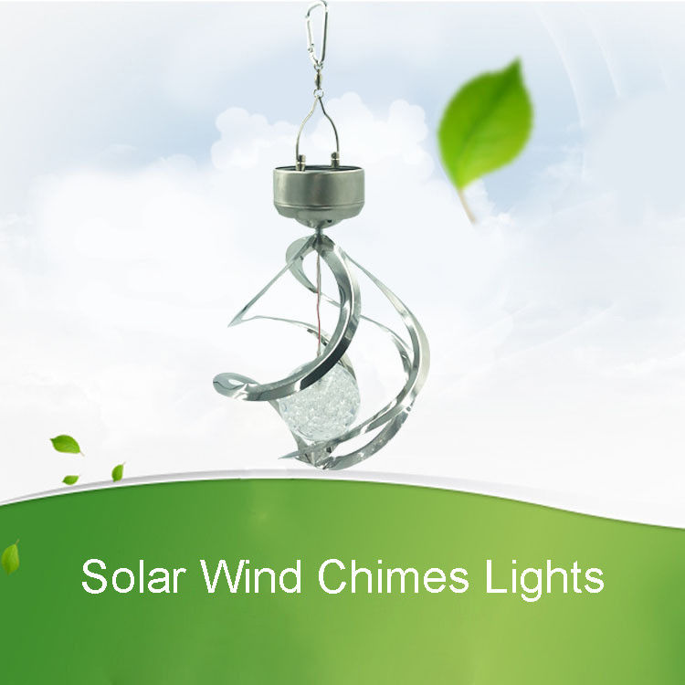Spiral Solar Wind Chimes Lights Outdoor Waterproof Color Changing LED Lamp for Garden