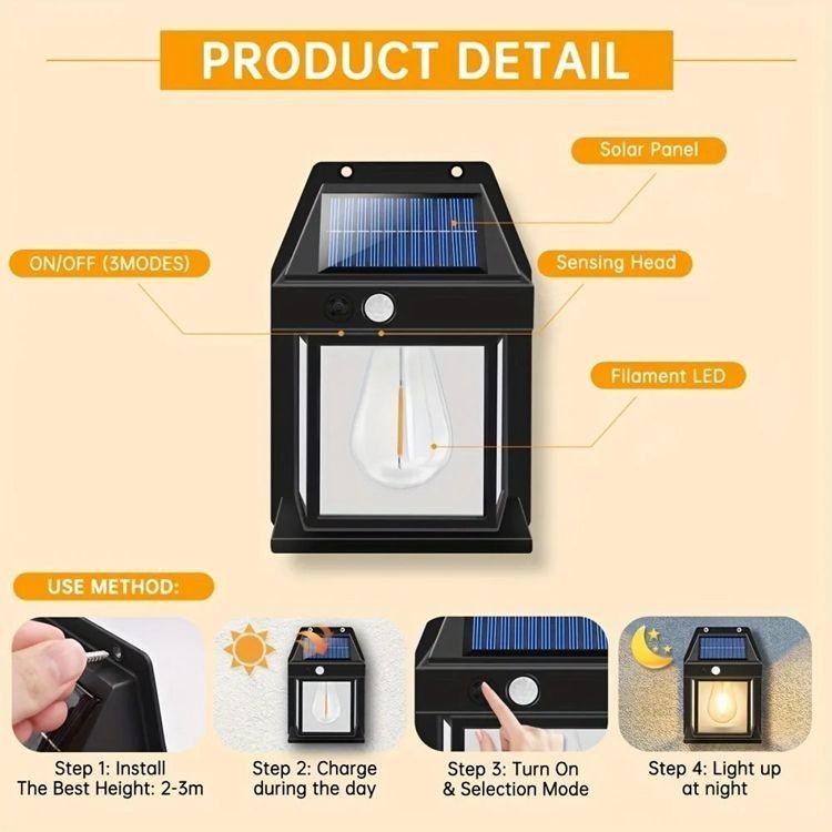 Garden Lighting Solutions Service Solar Wall LED Light with 6000K Color Temperature CCT