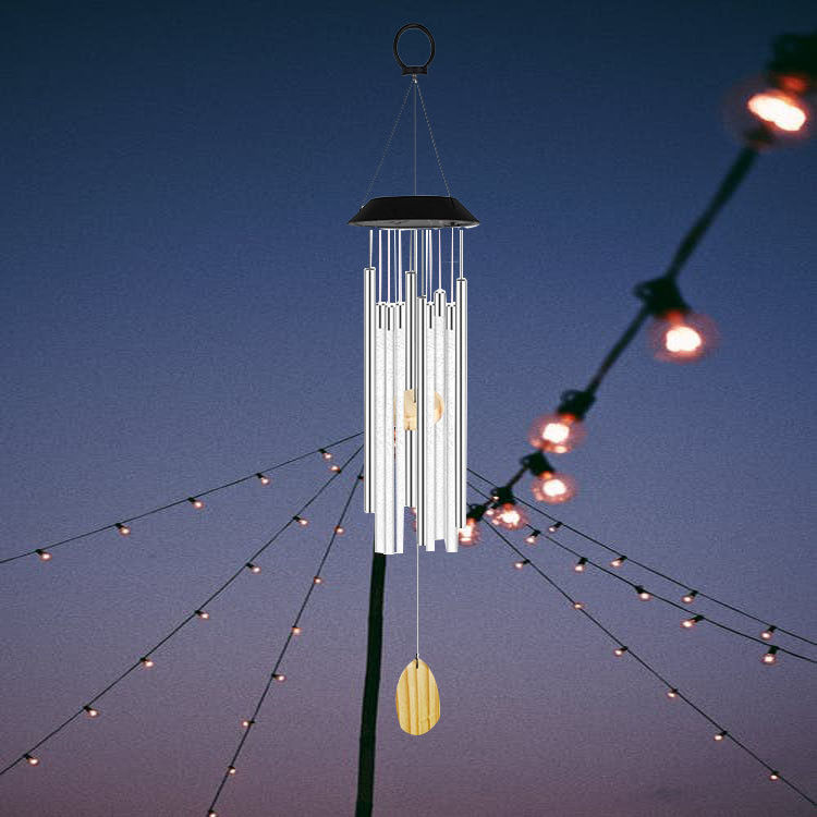 Waterproof Solar Power Wind Chime with Color Changing Hummingbird and Butterfly Design