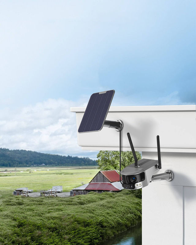Eight Million Horizontal Articulation Outdoor Solar Camera Wifi Dual Lens CCTV Camera