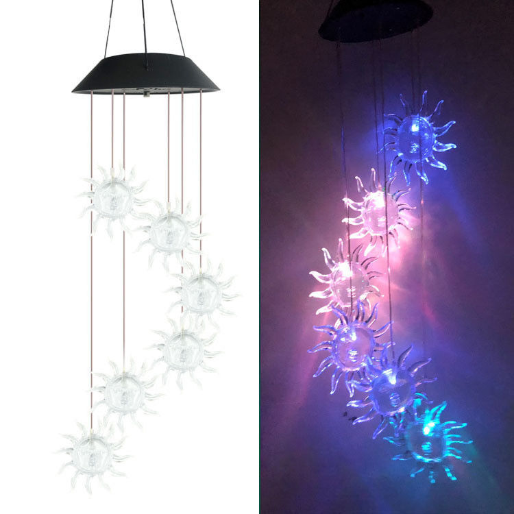 Solar Powered Wind Chime Light LED Color Changing Outdoor Lamp for Garden ABS Material
