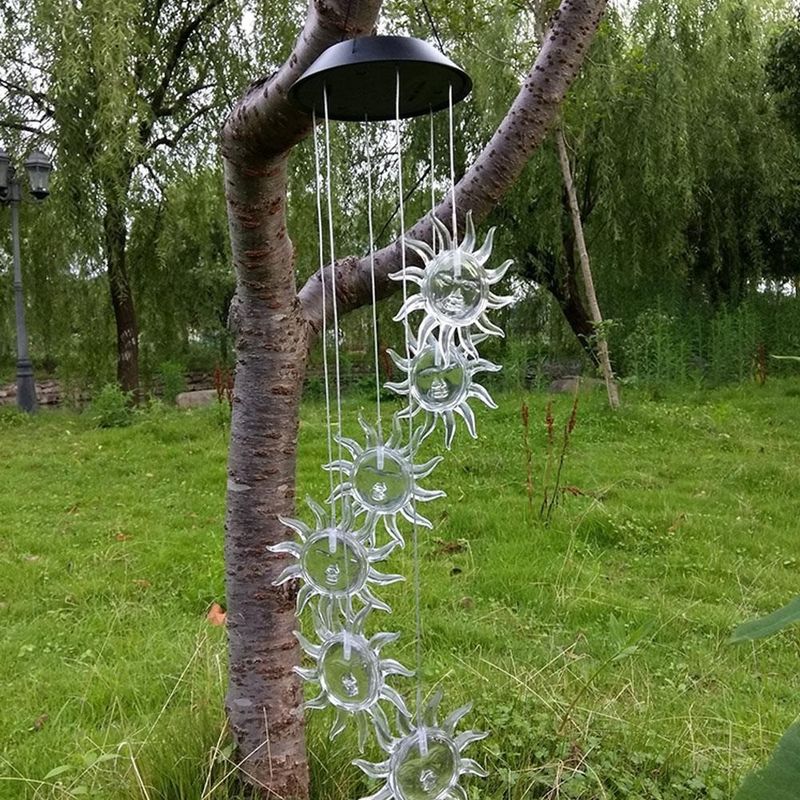 Solar Powered Wind Chime Light LED Color Changing Outdoor Lamp for Garden ABS Material