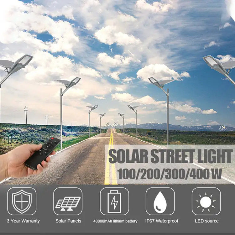 Solar Led Lampara 300w 400w 500w 200lm/W Ip66 Lamparas Solares Lighting for Commercial