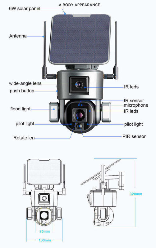10x Zoom 4.0MP Wifi Dome CCTV Network Ipsy Solar Battery Backup Surveillance Camera 4g