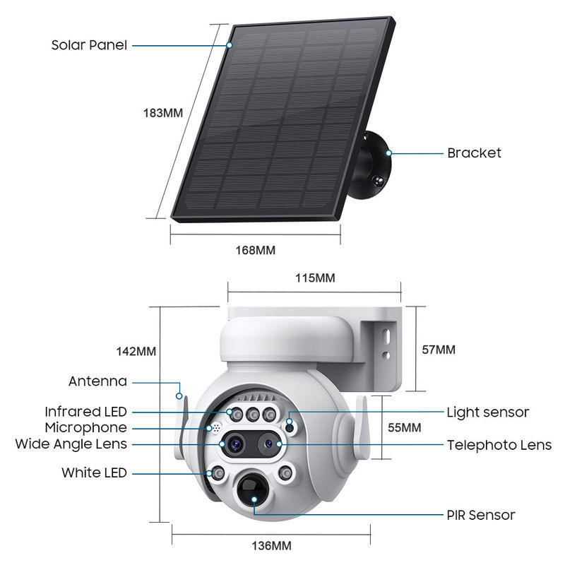 GSM 4G SIM Card IP66 Solar Powered Battery Security IR PIR Solar Power IP Camera