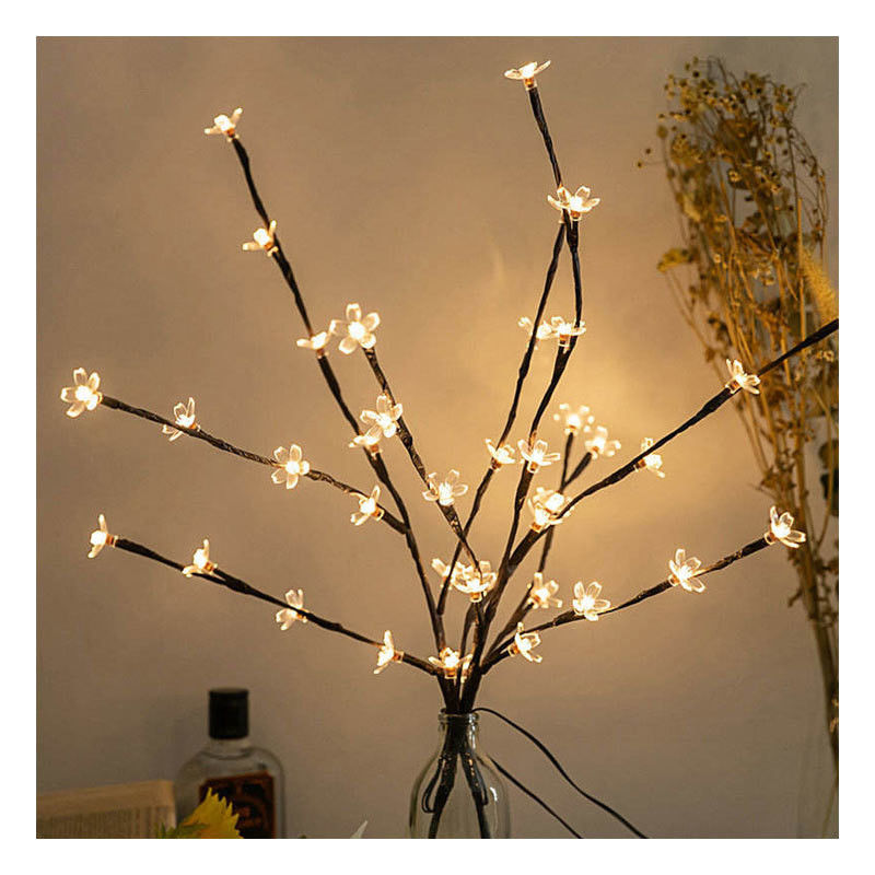 Indoor 36cm 24 Bulbs Battery Christmas Star Home Decor Led Cherry Flower Tabletop Bonsai Tree Fairy Light