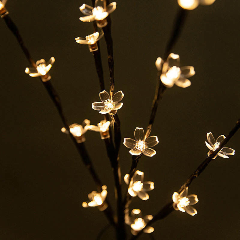 Indoor 36cm 24 Bulbs Battery Christmas Star Home Decor Led Cherry Flower Tabletop Bonsai Tree Fairy Light