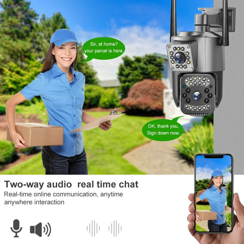 4MP Wireless IP Security Dual Lens 4G Bullet PTZ Camera V380 Bullet 3.5Inch Black