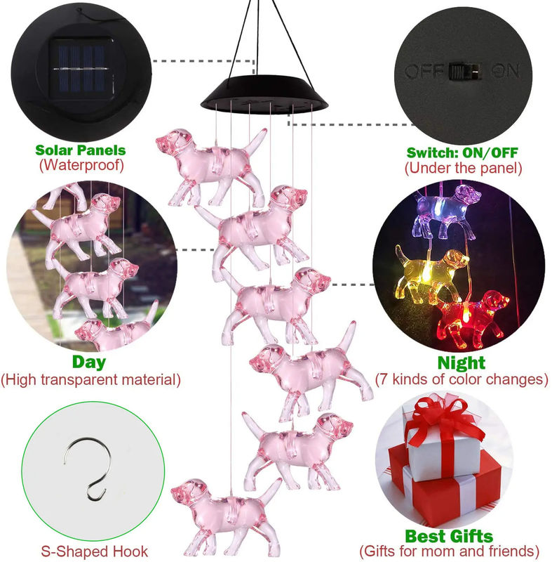 Home Decor LED Solar Wind Chimes Light with Waterproof and Colorful Outdoor Design