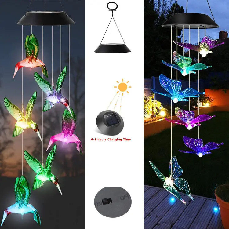 Home Decor LED Solar Wind Chimes Light with Waterproof and Colorful Outdoor Design