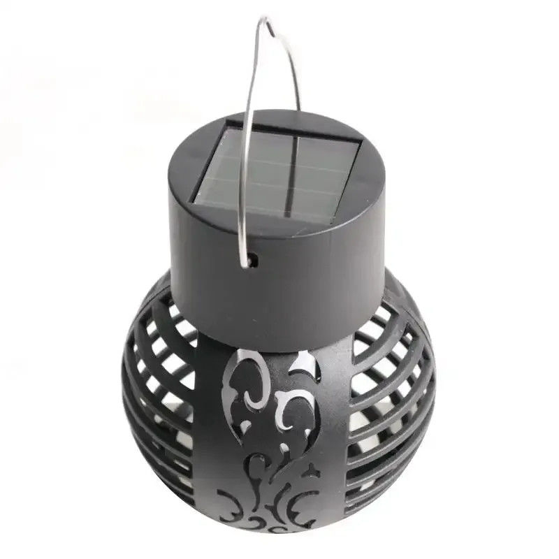 LED Solar Light for Garden Landscape Decoration Metal Iron Hanging Lantern Flame Lamp