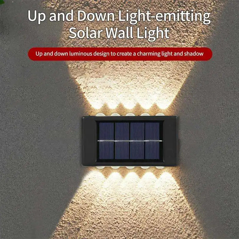 Waterproof 4led 6led Up And Down Solar Wall Light for Garden Courtyard Luminous