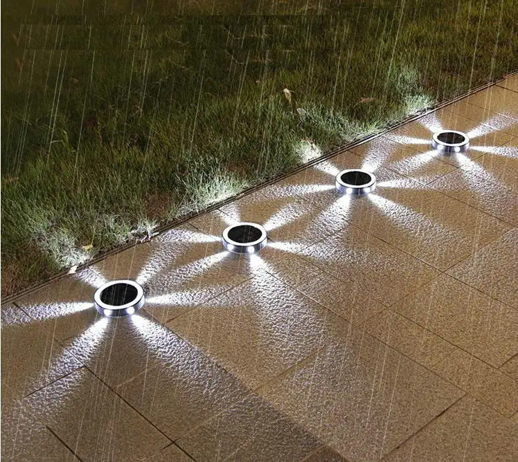 Outdoor Solar Stair Step Deck Lighting with 90lm/w Efficiency Led Round Ground Lights
