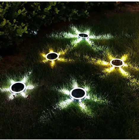 Outdoor Solar Stair Step Deck Lighting with 90lm/w Efficiency Led Round Ground Lights