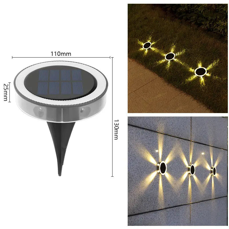 Outdoor Solar Stair Step Deck Lighting with 90lm/w Efficiency Led Round Ground Lights