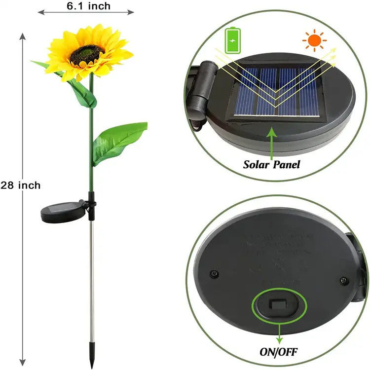 Solar Led Lamp Waterproof Garden Decorative Sunflower Solares for Backyard Patio Pathway