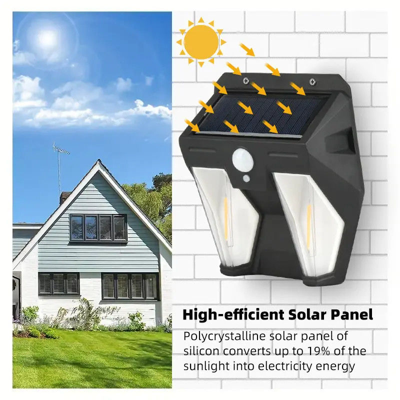 50000 Hours Lifespan Outdoor Solar Wall Light with Motion Sensor and LED Light Source