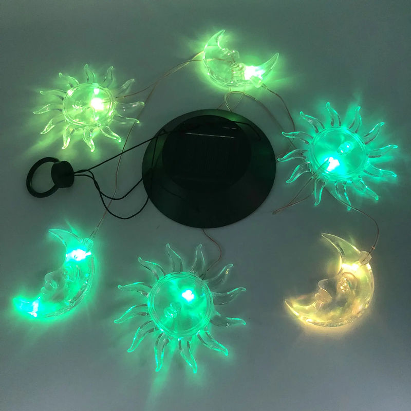 Sun Moon Solar Lights Colorful Wind Chimes for Garden Waterproof Seven Colors Gradient