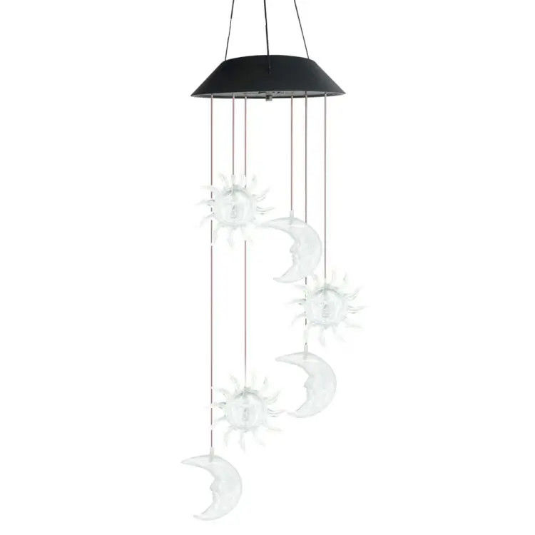 Sun Moon Solar Lights Colorful Wind Chimes for Garden Waterproof Seven Colors Gradient