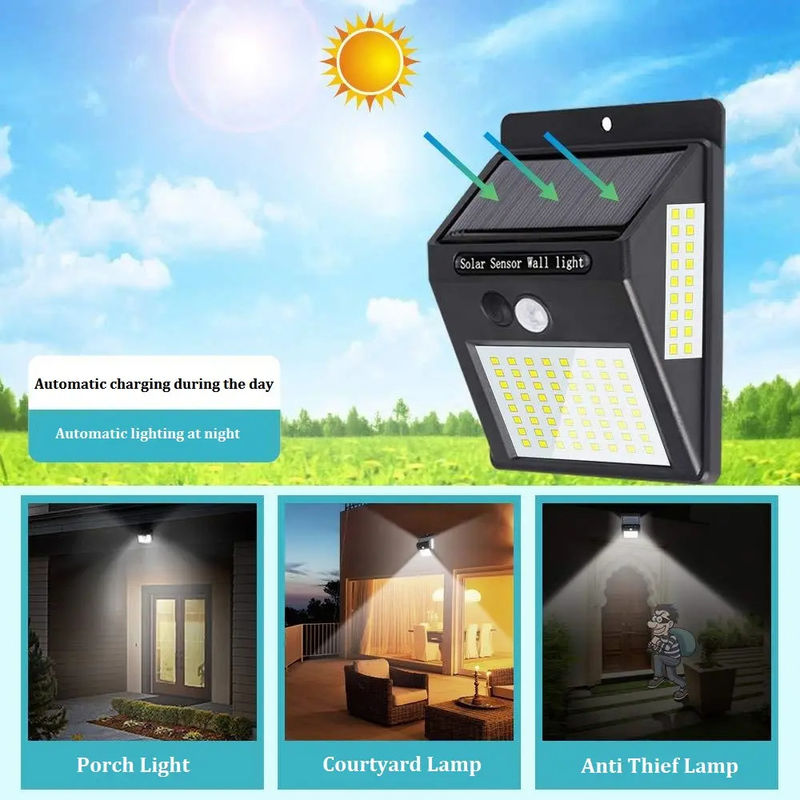 120° Beam Angle Outdoors Solar Garden Lamp LED Security Night Lights With Motion Sensor