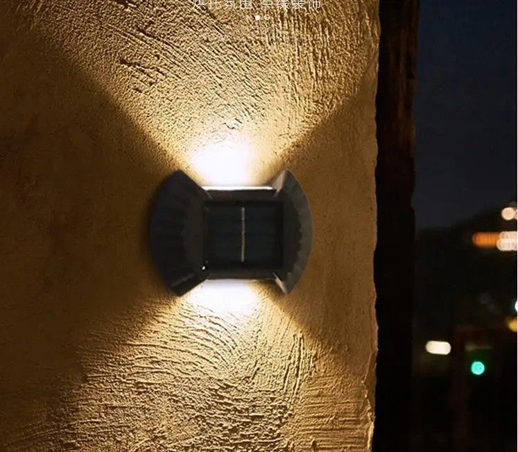 Warm White Solar Powered LED Wall Lights for Garden Patio Garage Driveway Up Down Lamp