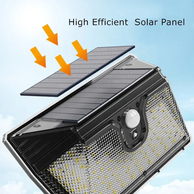 218LED Soft Cold White Solar Motion Sensing Wall Light for Outdoor Garden Energy Saving